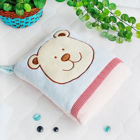 [Blue Bear] Fleece Throw Blanket Pillow Cushion / Travel Pillow Blanket (28.3 by 35.1 inches)