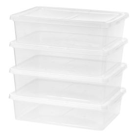 28 Quart Under Bed Plastic Storage Box, Clear, Set of 4