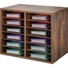 VEVOR 12 Compartments Wood Literature Organizer, Adjustable Shelves, Medium Density Fiberboard Mail Center, Office Home School Storage for Files, Docu