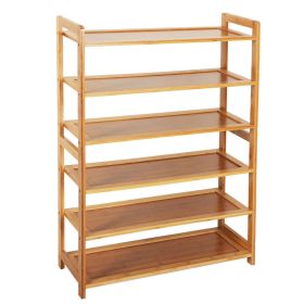 6 Tier Wood Bamboo Shelf Entryway Storage Shoe Rack Home Furniture