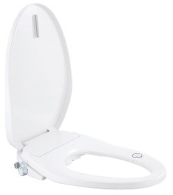 Electric Bidet Seat for Elongated Toilets,Heated Bidet Toilet Seat with Warm Water and Warm Air Dryer,Dual Self-Cleaning Nozzles,Adjustable Water Pres