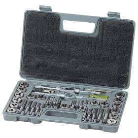 VEVOR Tap and Die Set, 40-Piece Include SAE Size NC/NF/NPT, Bearing Steel Taps and Dies, Essential Threading Tool for Cutting External Internal Thread