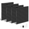 4 Packs Metal Pegboards Black Peg Boards Wall Organizer Panel Board Storage Hanger Tool with 1' Spacing 1/4' Hole for Office Garage Basement Craft Roo