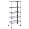 Heavy Duty 5-Tier Shelving Units Adjustable, Wire Shelf with 1000 lbs Capacity (250 per Shelf), 30 "D x 14" W x 65 "H, Black, 5 Levels, Storage Shelf