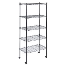 Heavy Duty 5-Tier Shelving Units Adjustable, Wire Shelf with 1000 lbs Capacity (250 per Shelf), 30 "D x 14" W x 65 "H, Black, 5 Levels, Storage Shelf