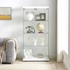 4-Tier Glass Display Cabinet, Double Door Glass Cabinet, Four Partitions, Two Locks, Floor Standing Storage Cabinet for Living Room, Bedroom, Showroom