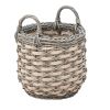 Zita Round Resin Woven Wicker Multi-Use Storage Basket with Handles - 18" x 18" x 19.6" - White-Gray - For Towel, Toys, Magazines Storage and Home Dec