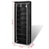 Fabric Shoe Cabinet with Cover 22" x 11" x 64" Black