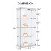 4-Tier Glass Display Cabinet, Double Door Glass Cabinet, Four Partitions, Two Locks, Floor Standing Storage Cabinet for Living Room, Bedroom, Showroom