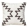 17 x 17 Inch 2 Piece Square Cotton Accent Throw Pillow Set with Modern Geometric Aztec Design Embroidery, White, Gray