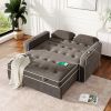 66.5" Linen Upholstered Sleeper Bed , Pull Out Sofa Bed Couch attached two throw pillows,Dual USB Charging Port and Adjustable Backrest for Living Roo