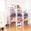 Storage Shoe Box;  Foldable Clear Sneaker Display Box;  Stackable Storage Bins Shoe Container Organizer;  6 Pack - White; X-Large