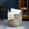 Zita Round Resin Woven Wicker Multi-Use Storage Basket with Handles - 18" x 18" x 19.6" - White-Gray - For Towel, Toys, Magazines Storage and Home Dec