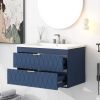 30'' Wall Mounted Bathroom Vanity with Resin Sink,Floating Bathroom Storage Cabinet with 2 Drawers, Solid Wood Bathroom Cabinet