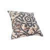 18 x 18 Square Accent Throw Pillow, Damask Print, Soft Polyester Filler, Cream, Blue