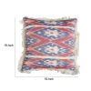 18 x 18 Handcrafted Square Cotton Accent Throw Pillow, Floral Ikat Dyed Pattern, Fringe Accent, Multicolor