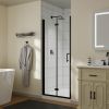 32" x 72" Pivot Glass Shower Door with Tempered Glass Swing Bathroom Shower Doors with Stainless Handle Frameless Hinged Shower Panel Matte Black