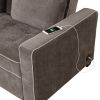 66.5" Linen Upholstered Sleeper Bed , Pull Out Sofa Bed Couch attached two throw pillows,Dual USB Charging Port and Adjustable Backrest for Living Roo