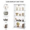 4-Tier Glass Display Cabinet, Double Door Glass Cabinet, Four Partitions, Two Locks, Floor Standing Storage Cabinet for Living Room, Bedroom, Showroom