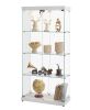 4-Tier Glass Display Cabinet, Double Door Glass Cabinet, Four Partitions, Two Locks, Floor Standing Storage Cabinet for Living Room, Bedroom, Showroom