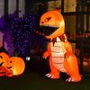 8 Feet Halloween Inflatables Pumpkin Head Dinosaur with LED Lights and 4 Stakes