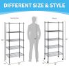 Heavy Duty 5-Tier Shelving Units Adjustable, Wire Shelf with 1000 lbs Capacity (250 per Shelf), 30 "D x 14" W x 65 "H, Black, 5 Levels, Storage Shelf