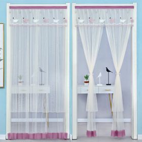 Double Yarn Lace Gauze Door Curtain Quiet Anti-mosquito Embroidered Living Room Bedroom Bathroom Universal Partition Home Decor (Color: Purple Beige yarn, size: 90x210cm)