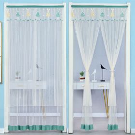 Double Yarn Lace Gauze Door Curtain Quiet Anti-mosquito Embroidered Living Room Bedroom Bathroom Universal Partition Home Decor (Color: Green Beige yarn, size: 100x210cm)