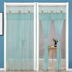 Double Yarn Lace Gauze Door Curtain Quiet Anti-mosquito Embroidered Living Room Bedroom Bathroom Universal Partition Home Decor (Color: 01 Green, size: 90x220cm)