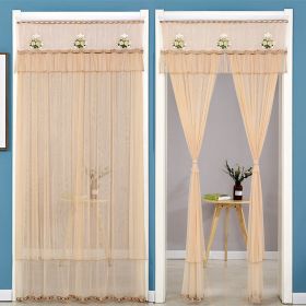 Double Yarn Lace Gauze Door Curtain Quiet Anti-mosquito Embroidered Living Room Bedroom Bathroom Universal Partition Home Decor (Color: 01 Coffee, size: 90x210cm)