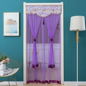 Double Yarn Door Curtain Anti-mosquito Embroidered Tassel Quiet Bedroom Living Room Bathroom Universal Partition Home Decoration (Color: 01 Purple, size: 90x200cm)