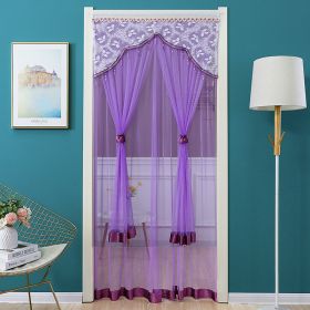 Double Yarn Door Curtain Anti-mosquito Embroidered Tassel Quiet Bedroom Living Room Bathroom Universal Partition Home Decoration (Color: 02 Purple, size: 90x190cm)