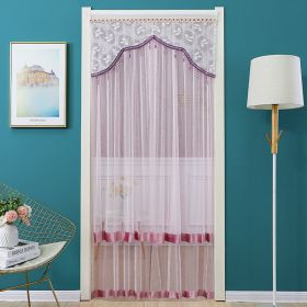 Double Yarn Door Curtain Anti-mosquito Embroidered Tassel Quiet Bedroom Living Room Bathroom Universal Partition Home Decoration (Color: 02 pink, size: 90x190cm)