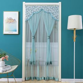 Double Yarn Door Curtain Anti-mosquito Embroidered Tassel Quiet Bedroom Living Room Bathroom Universal Partition Home Decoration (Color: 02 Green, size: 90x210cm)