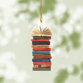 Book Lovers Heart Ornament, Reading Book Christmas Ornament (Color: D)