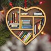 Book Lovers Heart Ornament, Reading Book Christmas Ornament