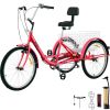 VEVOR Tricycle Adult 26'' Wheels Adult Tricycle 7-Speed 3 Wheel Bikes For Adults Three Wheel Bike For Adults Adult Trike Adult Folding Tricycle Foldab