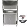 Laundry Basket Plastic Hamper 2-Tier Storage Sorter Hampers with Wheels for Kitchen Bedroom Bathroom Free Standing Storage Baskets Gray