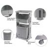 Laundry Basket Plastic Hamper 2-Tier Storage Sorter Hampers with Wheels for Kitchen Bedroom Bathroom Free Standing Storage Baskets Gray