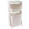 Laundry Basket Plastic Hamper 2-Tier Storage Sorter Hampers with Wheels for Kitchen Bedroom Bathroom Free Standing Storage Baskets Gray