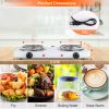 2000W Electric Double Burner Portable Coil Heating Hot Plate Stove Countertop RV Hotplate with Non Slip Rubber Feet 5 Temperature Adjustments