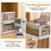 Foldable Storage Bins with Lid 4 Doors Collapsible Stackable Closet Organizer Containers with Lock 4Pcs Wheels