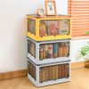 Foldable Storage Bins with Lid 4 Doors Collapsible Stackable Closet Organizer Containers with Lock 4Pcs Wheels