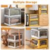 Foldable Storage Bins with Lid 4 Doors Collapsible Stackable Closet Organizer Containers with Lock 4Pcs Wheels